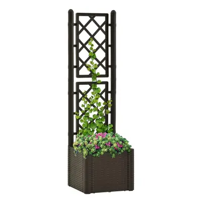 vidaXL Garden Raised Bed with Trellis and Self Watering System Mocha Planter