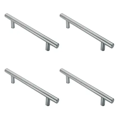 4x 25mm Straight T Bar Pull Handle 300mm Fixing Centres Satin Stainless Steel