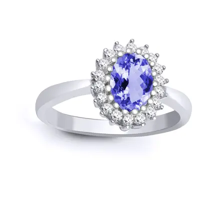 (K) Jewelco London 9ct White Gold H I2 0.23ct Diamond and Oval Lilac 0.73ct Tanzanite Classic Ro