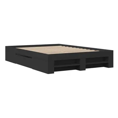 vidaXL Bed Frame Bed Base Mattress Foundation Black 135x190 cm Engineered Wood