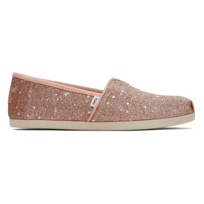 (4 UK 36.5 EU US) Toms Alpargata Rose Gold Glitter Womens Slipons Shoes