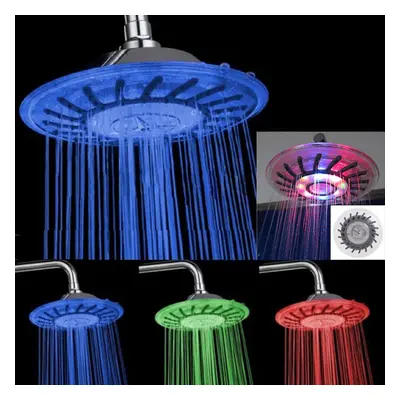 7 Colors Automatic LED Light Changing Round Top Shower Head Bath Rainfall Showerhead High Pressu