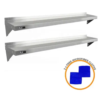 (1940mm) Stainless Steel Shelves Kitchen Wall Shelf Catering & Free Microfiber Cloths