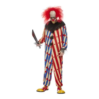 Mens Red & Blue Creepy Clown Fancy Dress Costume (Large)