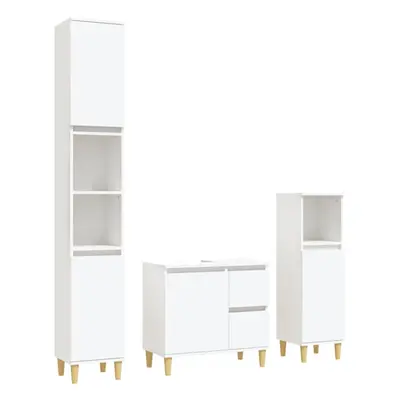 (white) vidaXL Bathroom Cabinet Set Washroom Vanity Unit Set Piece Engineered Wood