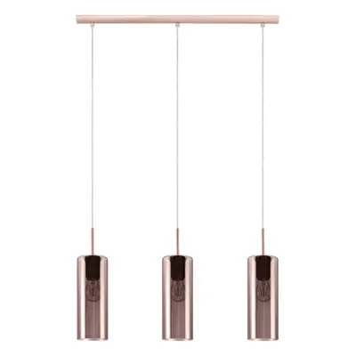 Pendant Light Satin Nickel Shade Copper Coloured Glass Vaporized Bulb E27 3x15W