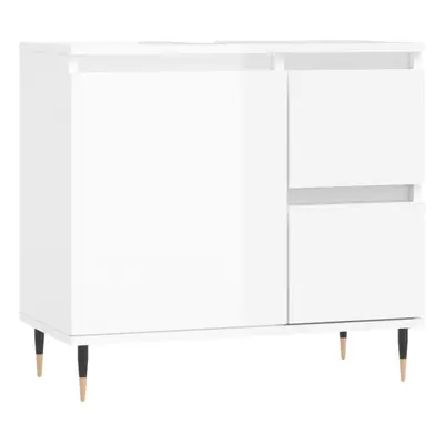 (high gloss white) vidaXL Bathroom Cabinet Vanity Unit Highboard Cupboard Black Engineered Wood