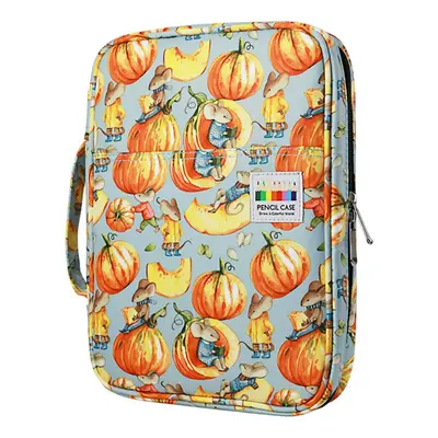 (Pumpkin) Slots Colored Pencil Case With Handy Wrap & Zipper Multilayer Holder Sketch Storage Ba