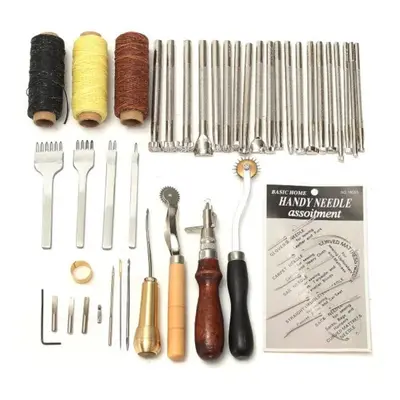 48Pcs Leather Craft Tools Kit Hand Sewing Stitching Punch Carving Work Saddle