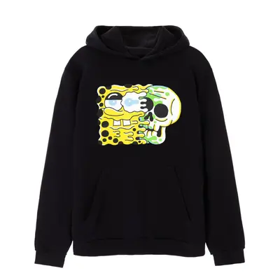 (M, Black) SpongeBob SquarePants Mens Skull Hoodie