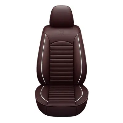 (Coffee Single) Universal Full Leather Car Front Seat Protect Mat Covers Breathable Cushion Pad