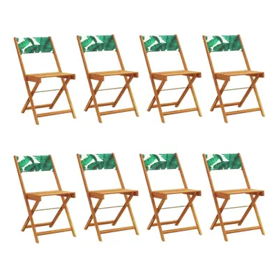 (leaf pattern, pcs) vidaXL Bistro Chairs Outdoor Chair Dining Chair Solid Wood Acacia and Fabric