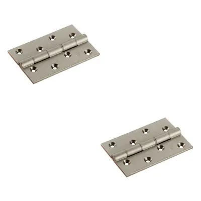 2x PAIR x x 4mm Brass Washered Butt Hinge Satin Nickel Internal Door