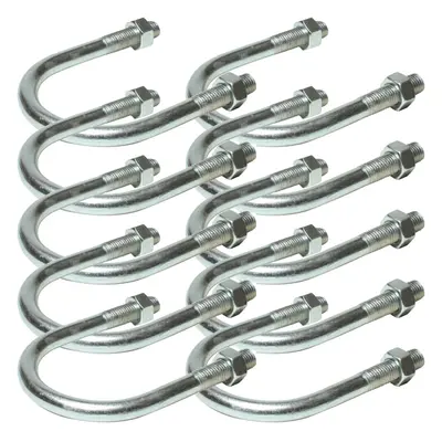 10 Pack 2" 61mm U Bolts Zinc Plated Steel Nuts Pole Grip Bracket Clamp