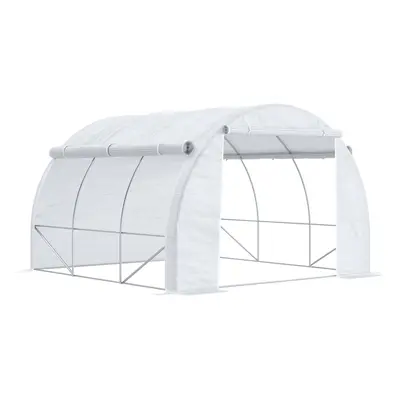 Outsunny x x m Polytunnel Greenhouse Pollytunnel Tent w/ Steel Frame White