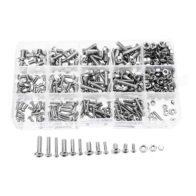 440Pcs M3/M4/M5 Stainless Steel Button Head Hex Socket Cap Screws Bolts Nuts Assortment Kit