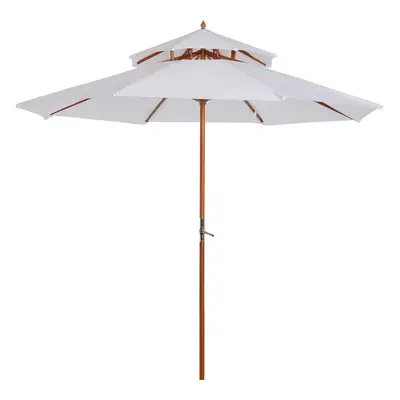 Outsunny Garden Wood Patio Parasol Sun Shade Outdoor Umbrella Canopy Cream