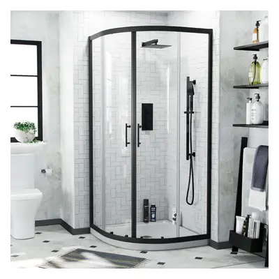 Saturn Modern Black Quadrant 900mm Corner Shower Enclosure