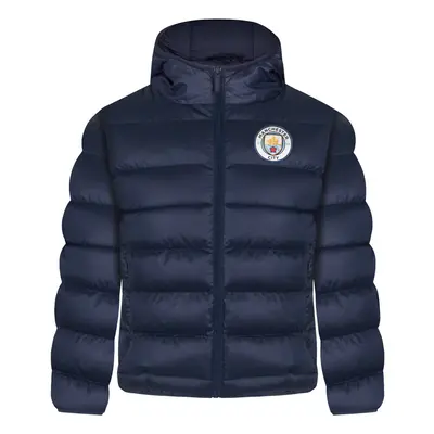 (10-11 Years) Manchester City Boys Jacket Hooded Winter Quilted Kids OFFICIAL Football Gift