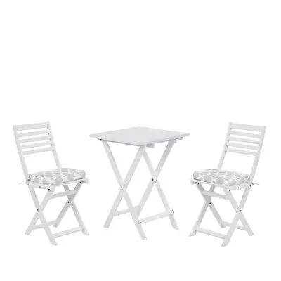 Bistro Set with Cushion FIJI Wood White