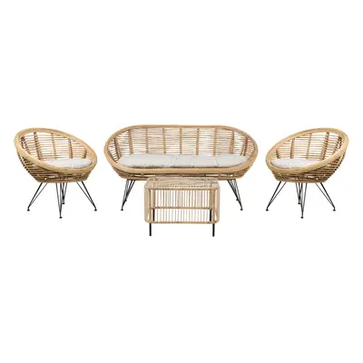 Sofa Set with Table MARATEA/CESENATICO Rattan Natural