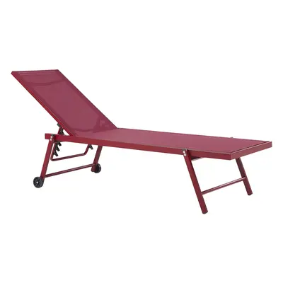 Aluminium Reclining Sun Lounger Burgundy PORTOFINO