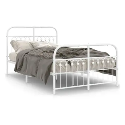 (white, x cm/ with headboard & footboard) vidaXL Metal Bed Frame with Headboard and Footboard Be