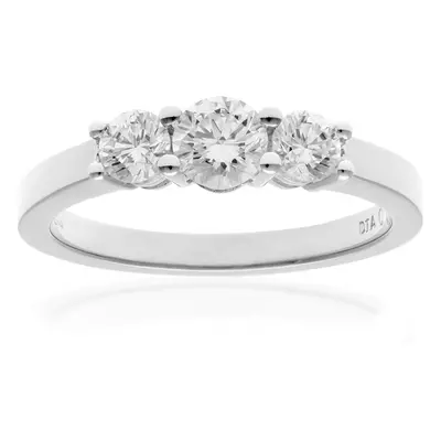 (P) Jewelco London 18ct Diamond White Gold Trilogy Ring, IJ/I Certified Diamonds, Round Brillian