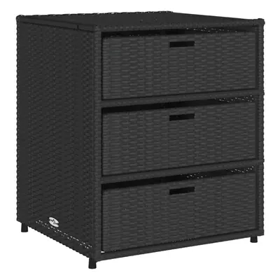 vidaXL Garden Storage Cabinet Outdoor Storage Box Cupboard Black Poly Rattan