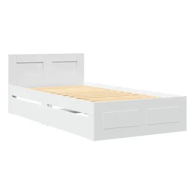 vidaXL Bed Frame with Headboard White 75x190 cm Small Single Engineered Wood