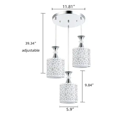 (3 Heads (Round Plate), E26) Modern Flower Petal Ceiling Light LED Pendant Lamp Dining Chandelie