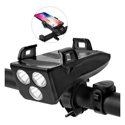 (4000 Ma-Black A) IN Multifunctional Bike Light Bicycle Horn Lamp with Mobile Phone Bracket