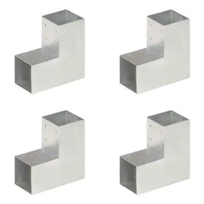 vidaXL 4x Post Connectors Shape Galvanised Metal 91x91mm Wood Beams Support