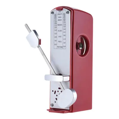 (Red) Portable Mini Mechanical Metronome Universal 11cm Height for Piano Guitar Violin Ukulele