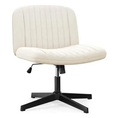 (Apricot) Armless Velvet Swivel Office Chair