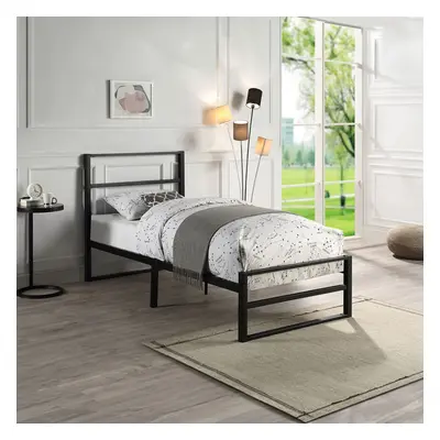 (Single x 190cm, No Mattress) BALDOCK MODERN BLACK METAL BED FRAME