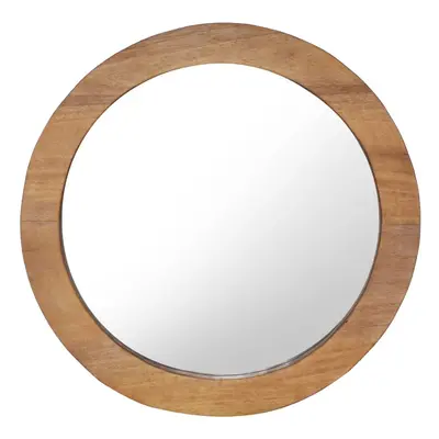 vidaXL Wall Mirror cm Teak Round Home Decorative Hanging Wooden Mirror