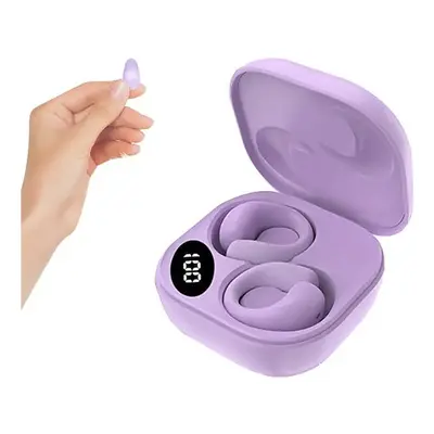 (Purple) Small Clip Open Ear Headphones Wireless Ear Clip Air Conduction Conducting Earphone Hea