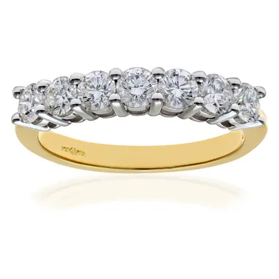 (P) Jewelco London 18ct Yellow Gold Round 1ct Diamond Stone Claw Set Half Eternity Ring 2.5mm - 