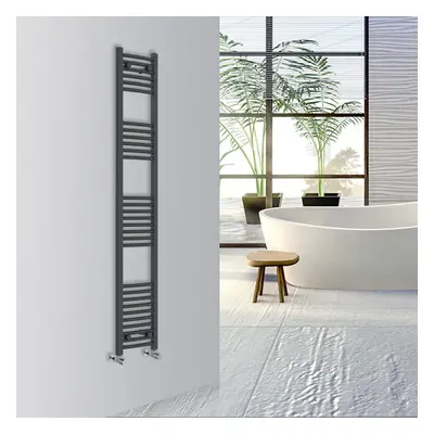 (Anthracite, 1800x300mm) Warmehaus Curved Bathroom Heated Towel Rail Warmer Radiator Central Hea