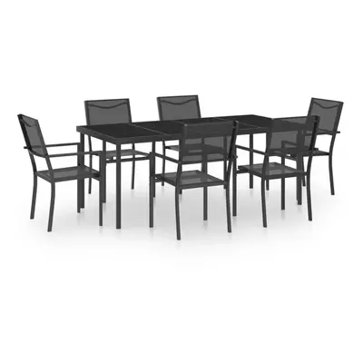 vidaXL Outdoor Dining Set Piece Steel Garden Patio Dinner Table and Chair