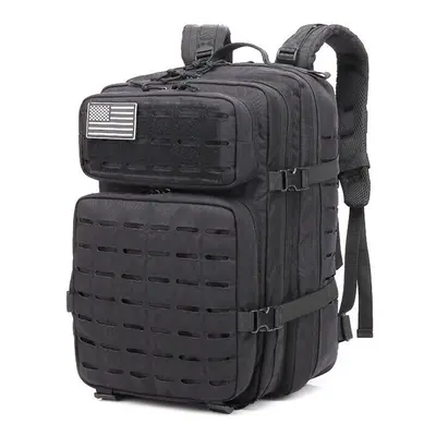 (Black) 55L Outdoor Military Molle Tactical Army Rucksack Waterproof Zipper Large Capacity Backp