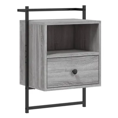 (grey sonoma, pcs) vidaXL Bedside Cabinet Wall-mounted Nightstand Sonoma Oak Engineered Wood