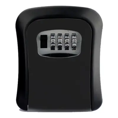 (Black) Aluminum Alloy Password Box Wall Mounted Key Lock Box Digit Code Combination Key Storage