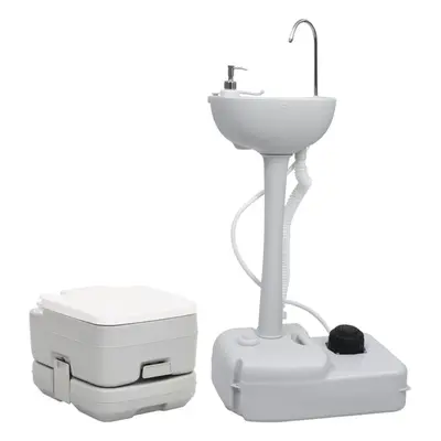 (41.5 x 36.5 x cm) vidaXL Portable Camping Toilet and Handwash Stand Set Mobile Toilet Water Tan