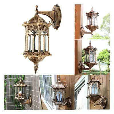 Outdoor Bronze Antique Exterior Wall Light Fixture Aluminum Glass Lantern Garden Lamp