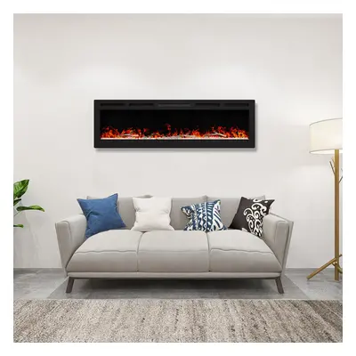 (60 Inch) Black Electric Fireplace Color Wall Mounted