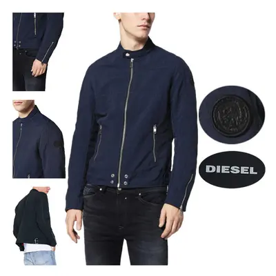 (Navy, M) DIESEL J STREET Mens Biker Jackets Slim Fit