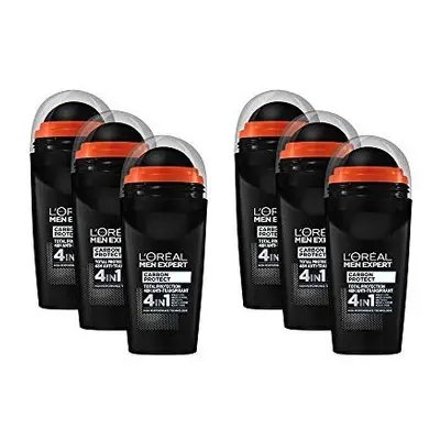 L'OrÃ©al Men Expert Roll-On Deodorant Carbon Protect Pack of 4-in-1 Protection for Sports, Again