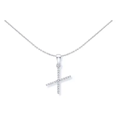 Jewelco London 9ct White Gold Diamond Initial Charm Pendant Letter X 8mm x 17mm - INNR029-X